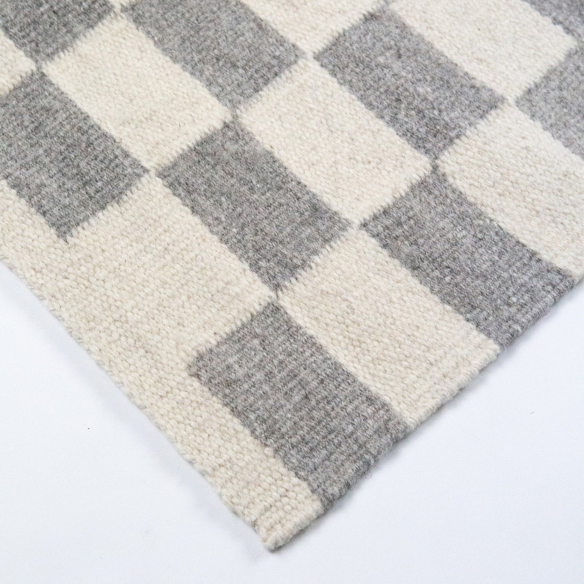 Grey Checked Rug Zapotec Checkered Rug in Grey & Ivory – spennie