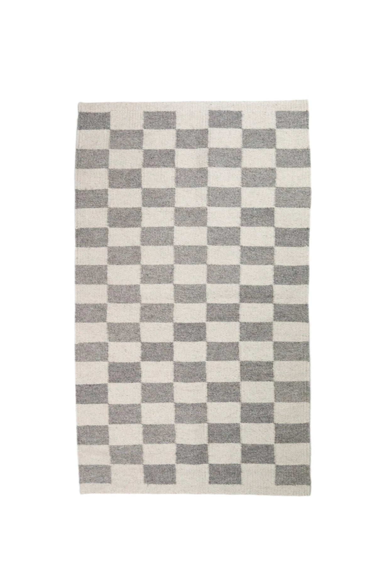 Grey Checked Rug Zapotec Checkered Rug in Grey & Ivory – spennie