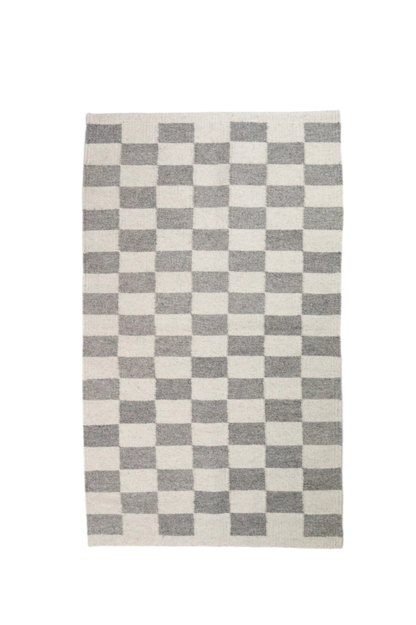 Zapotec Checkered Rug in Grey & Ivory