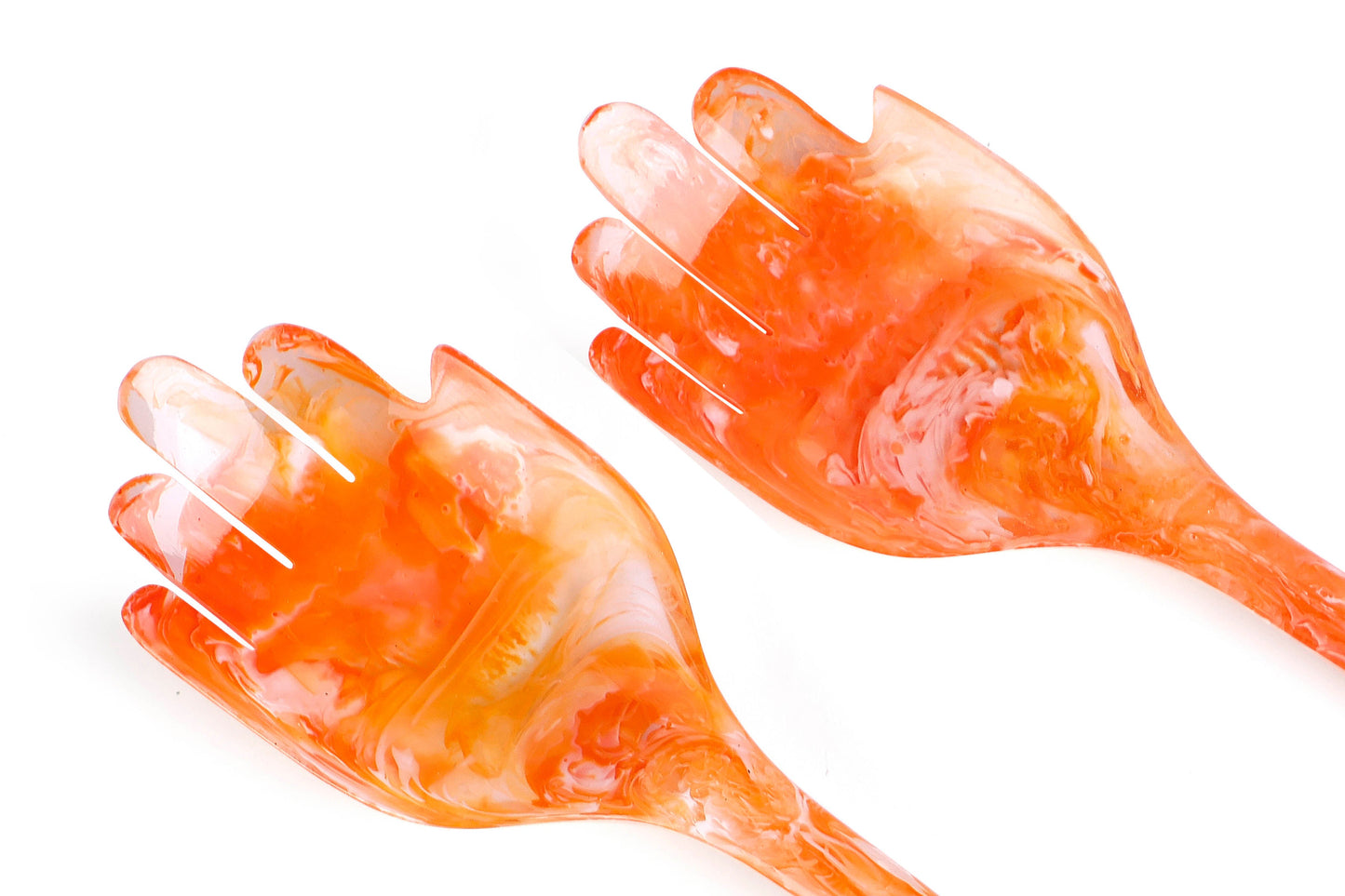 Hand Resin Salad Server- Orange (Set of 2),10.2x2.5 Inches