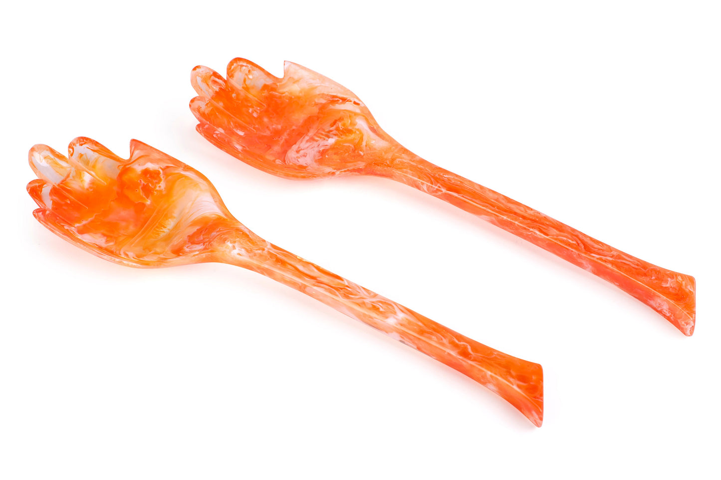 Hand Resin Salad Server- Orange (Set of 2),10.2x2.5 Inches