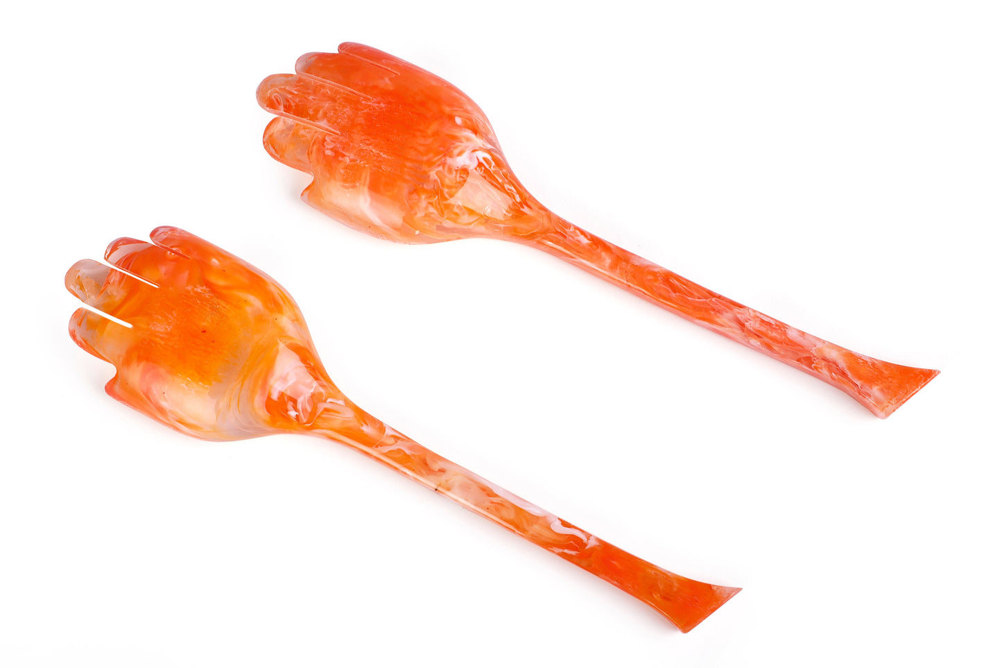 Hand Resin Salad Server- Orange (Set of 2),10.2x2.5 Inches