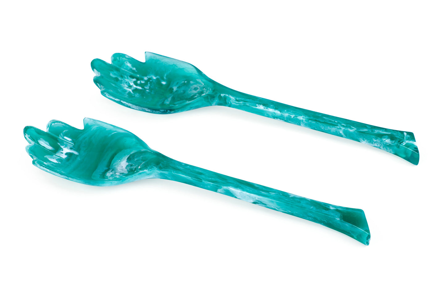 Hand Resin Salad Server- Green (Set of 2),10.2x2.5 Inches