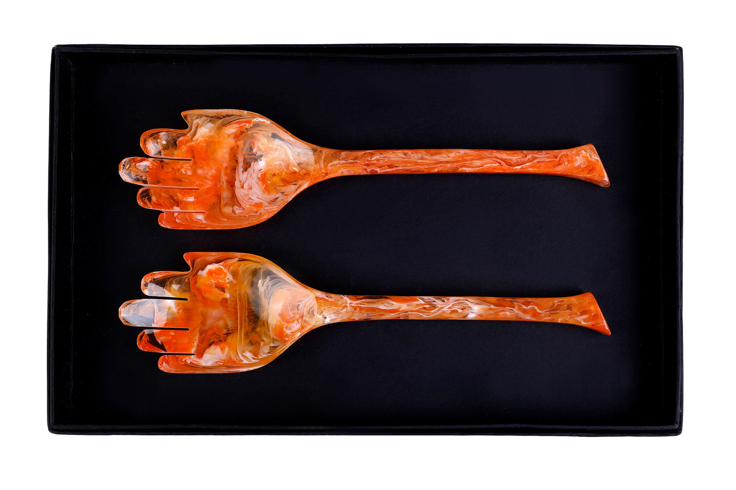 Hand Resin Salad Server- Orange (Set of 2),10.2x2.5 Inches