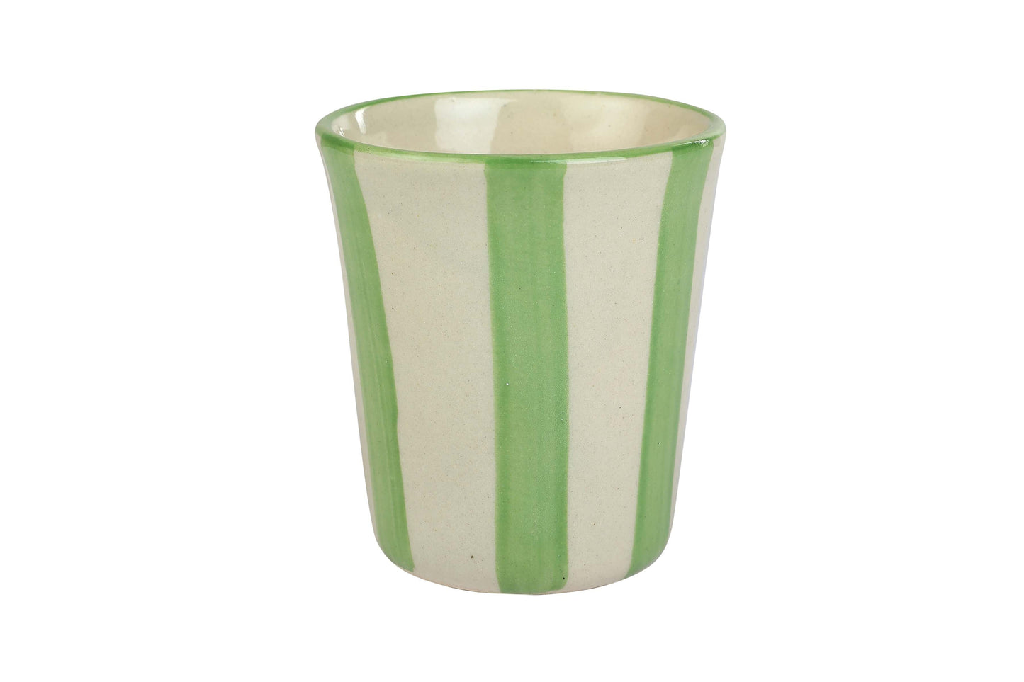 Ceramic Green Stripe Glass- 3 inches  (Set of 6)