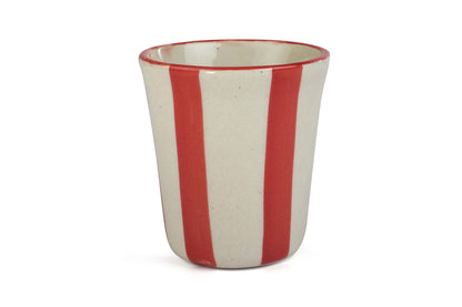 Ceramic Red Stripe Glass- 3 inches  (Set of 4)
