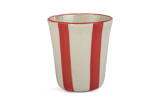 Ceramic Red Stripe Glass- 3 inches  (Set of 4)