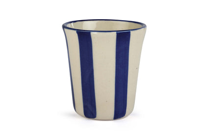 Ceramic Blue Stripe Glass- 3 inches (Set of 6)