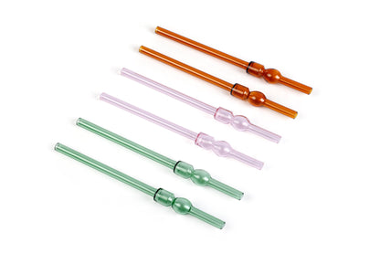 Glass Reusable  Straw - Mix Set of 6 color, 8x1 Inches (Set of 6)