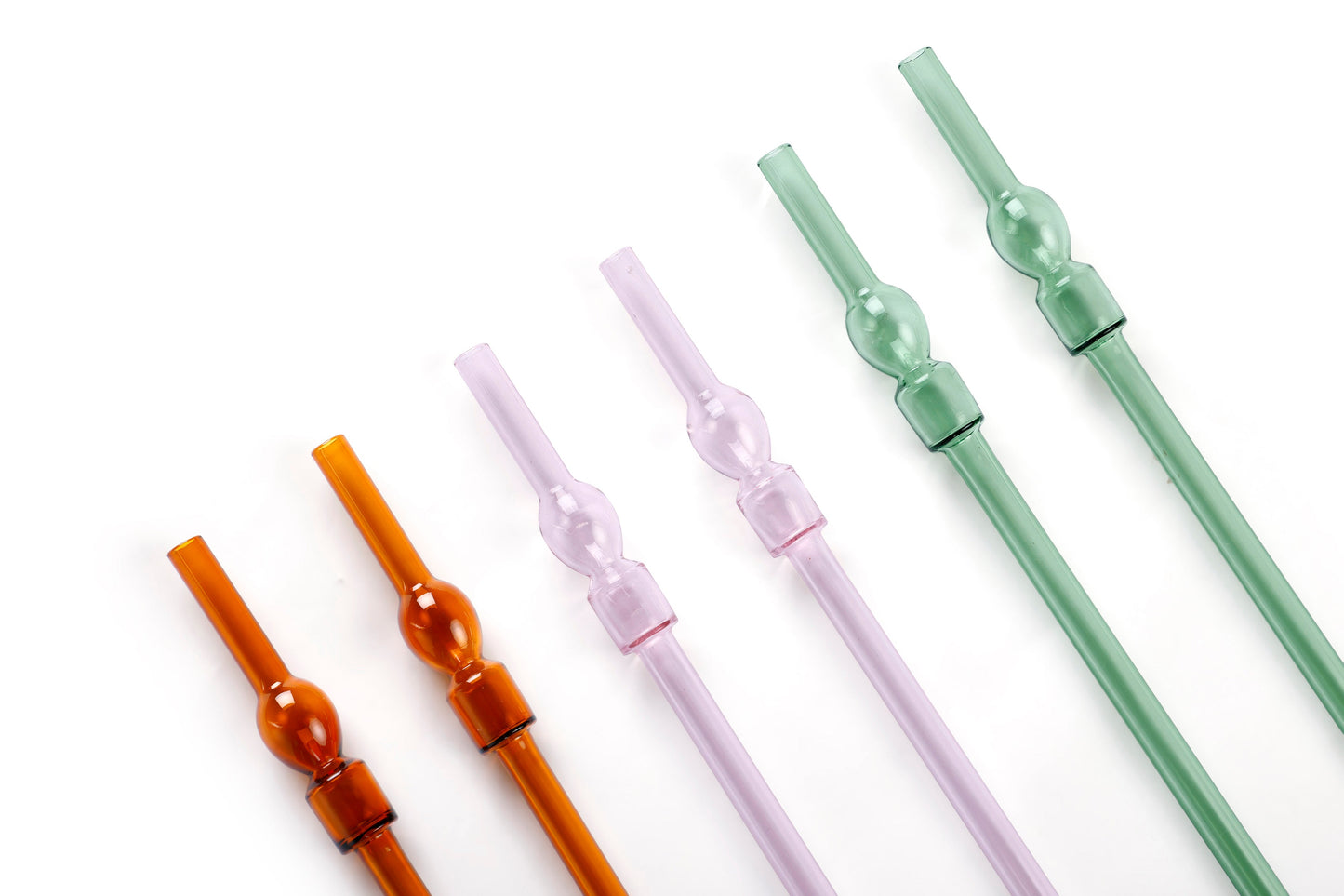 Glass Reusable  Straw - Mix Set of 6 color, 8x1 Inches (Set of 6)