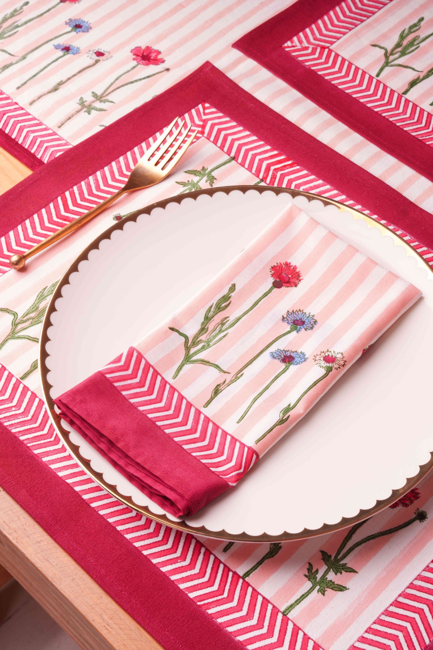 Wildflower Blockprint Napkins, Set of 4