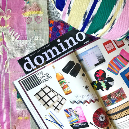 Momos Grid Blanket- Natural White &amp; Neon Pink