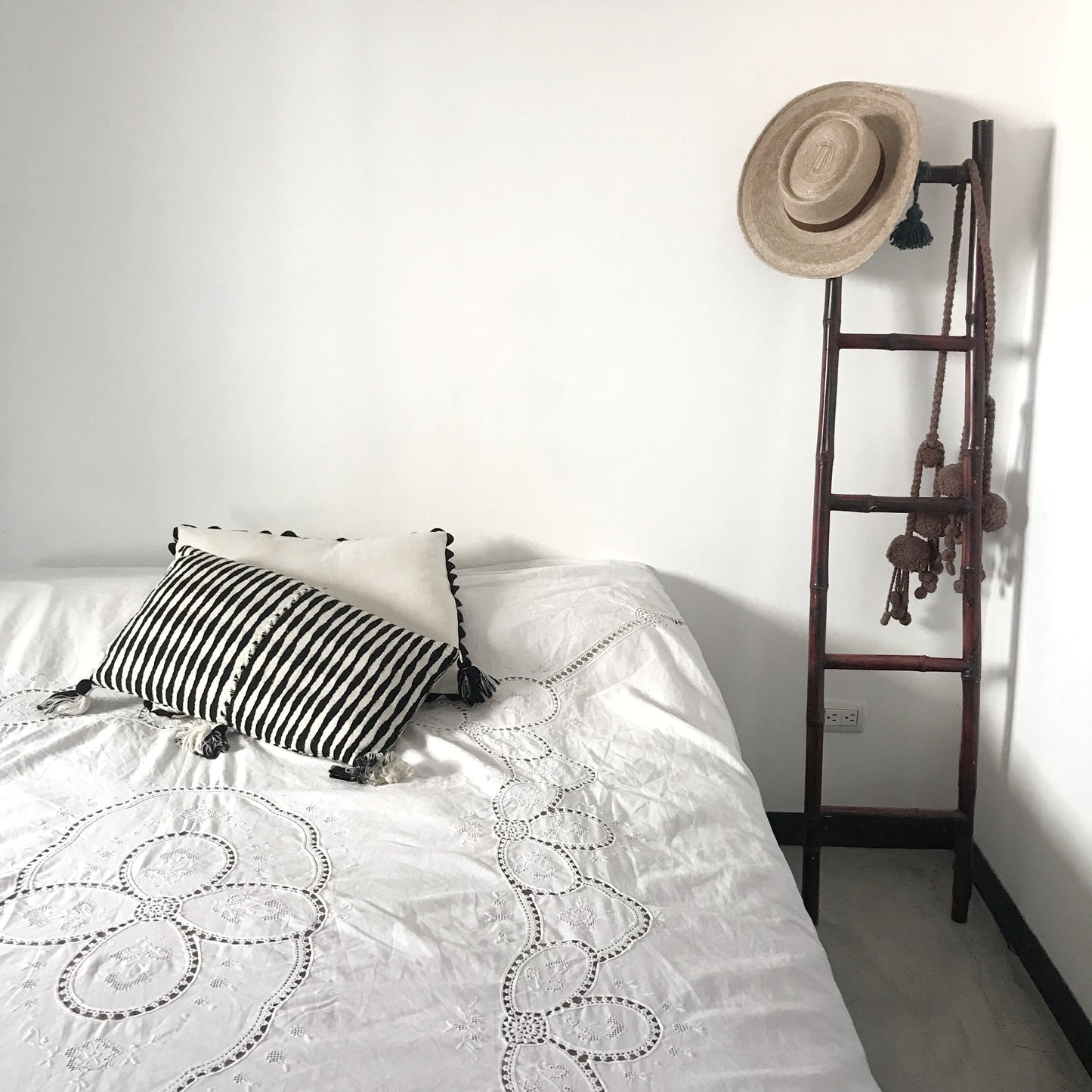 Antigua Pillow - Black and Natural Ivory