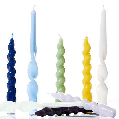 SPIRAL TAPER CANDLES, SAGE (SET OF 3)