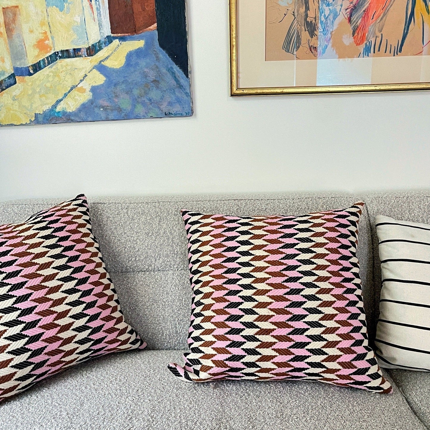Almolonga 70s Dream Pillow - Pink & Brown 20" x 20"