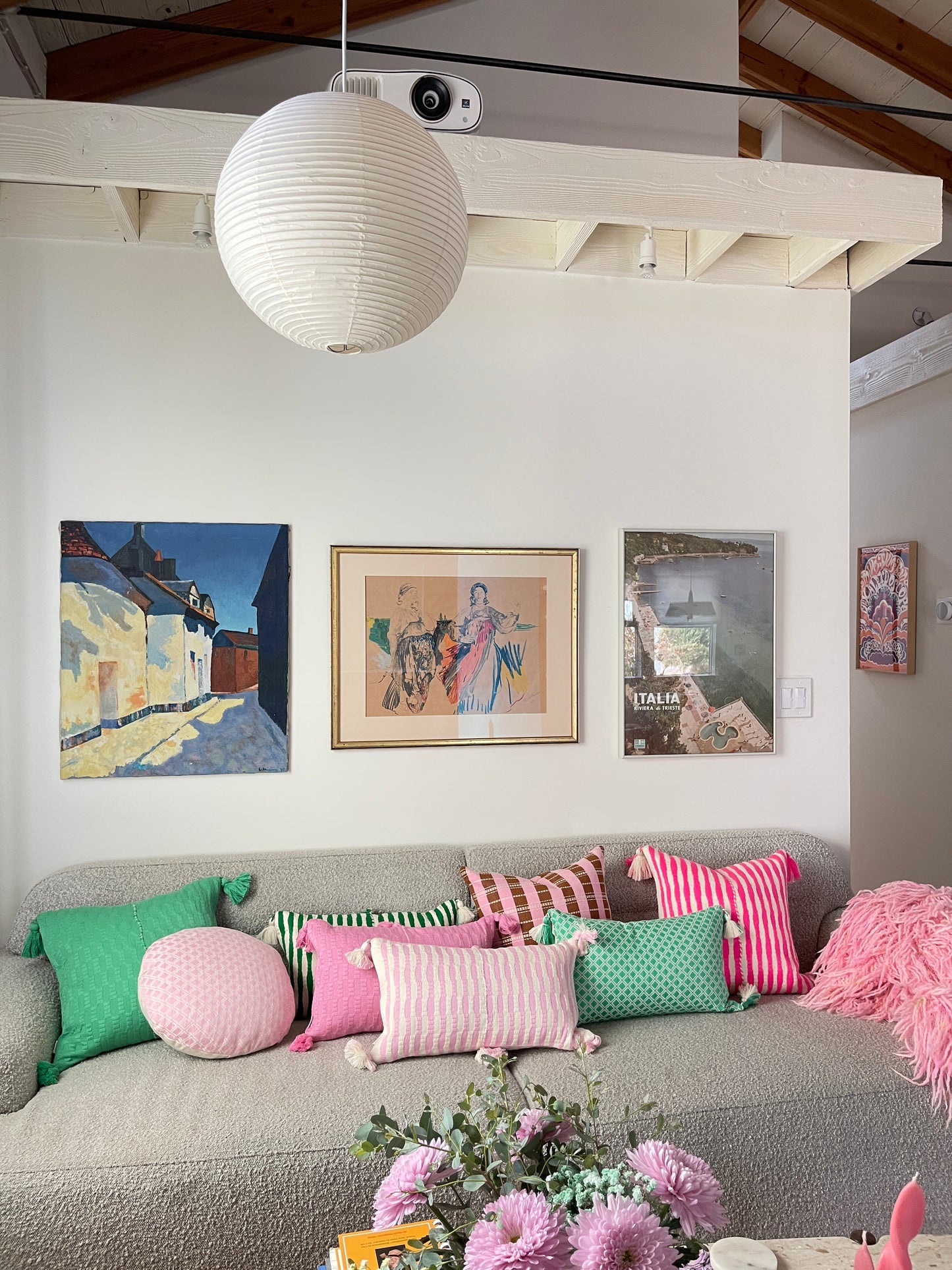 Antigua Pillow - Neon Pink and Yellow