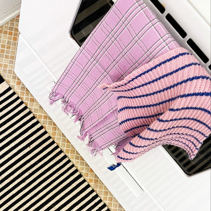 Chiapas Plaid Lilac Kitchen Towel