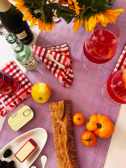 Chiapas Plaid Lilac Table Runner