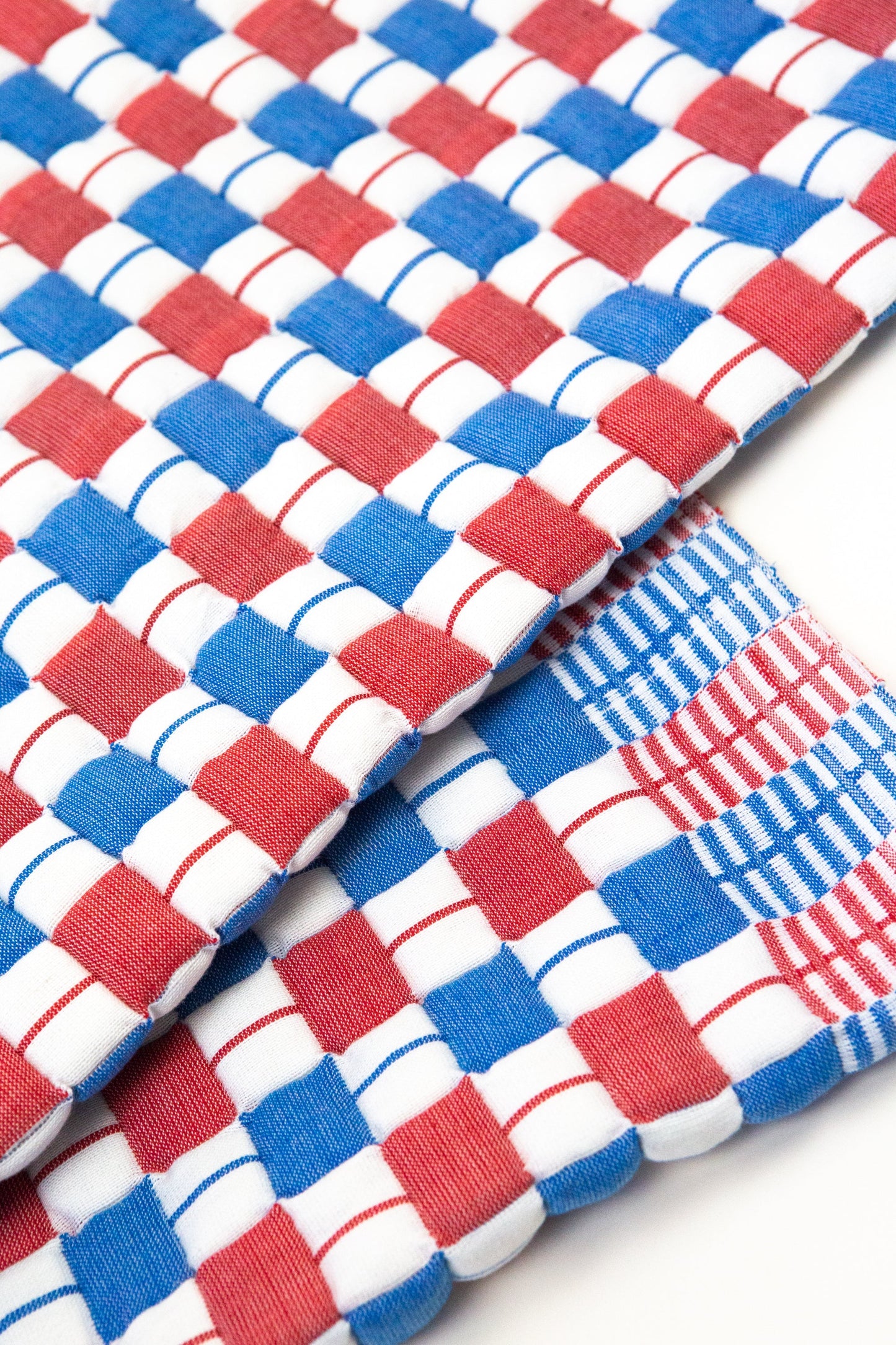 Quilted Sujani Throw Blanket - Red & Blue