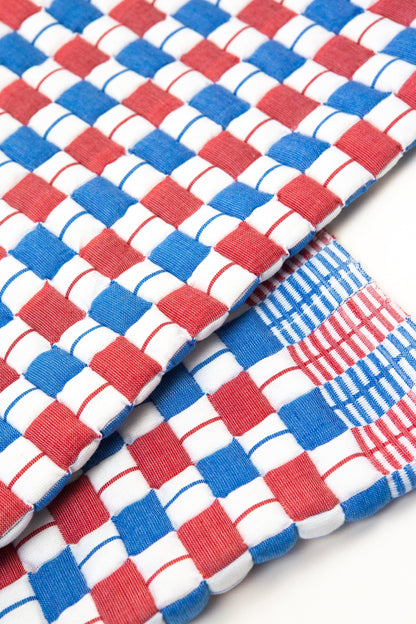 Quilted Sujani Throw Blanket - Red & Blue