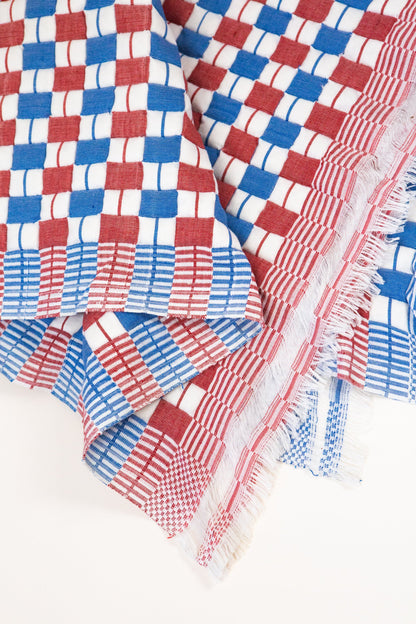 Quilted Sujani Throw Blanket - Red & Blue
