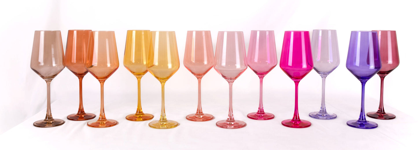 Set of 12 Colored Wine Glasses - Everything Collection