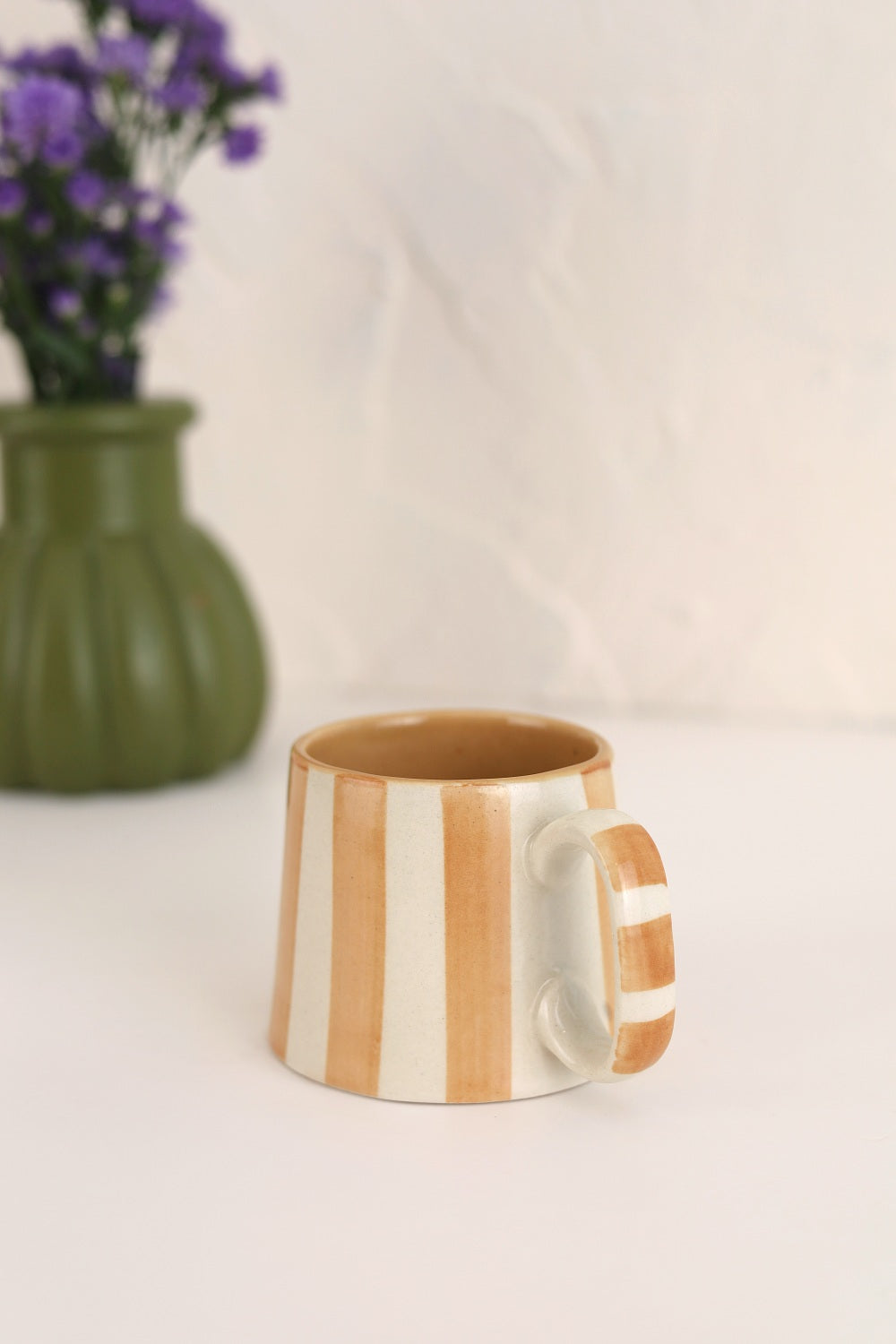 Ceramic Brown Stripe  Coffee cup- 220ml (SET OF 4)