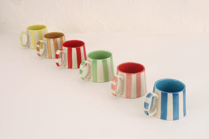 Ceramic Green Stripe  Coffee cup- 220ml (SET OF 6)