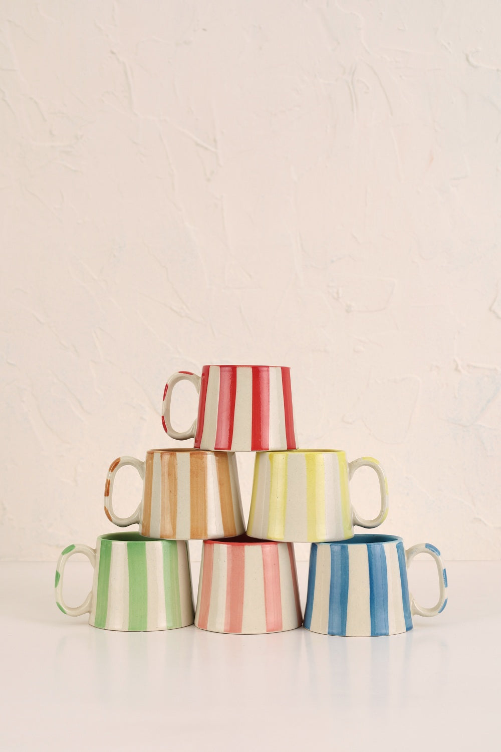 Ceramic Yellow Stripe  Coffee cup- 220ml (SET OF 6)