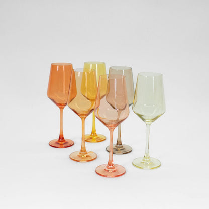 Golden Hour Collection - Ombre Set of 6 Colored Wine Glass