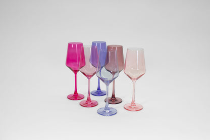 Cotton Candy Collection - Colored Wine Glass Ombré Set of 6