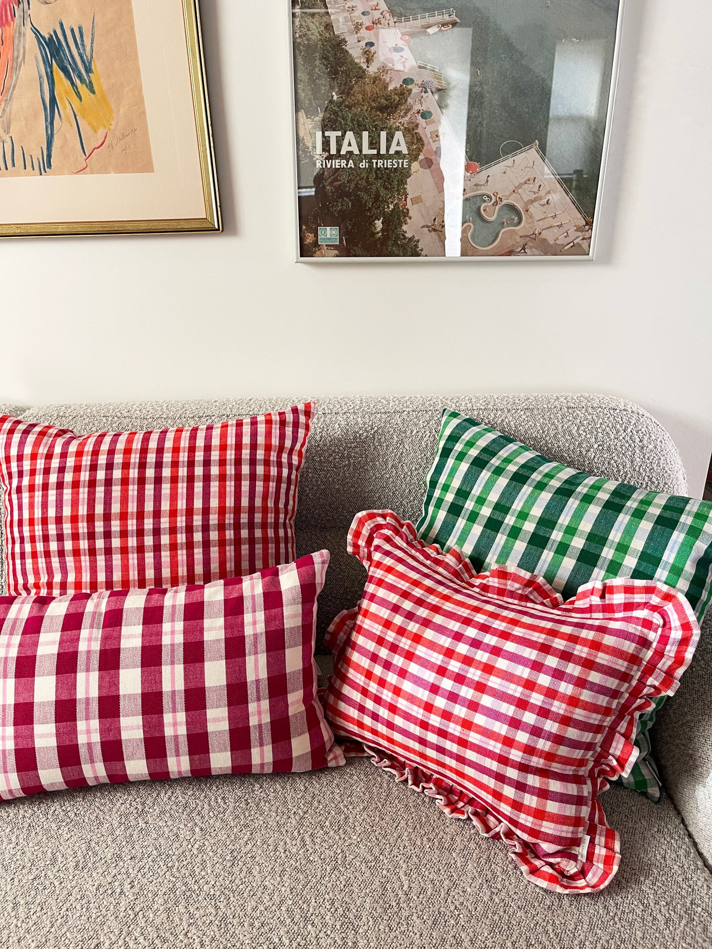 Josefina Ruffle Plaid Pillows