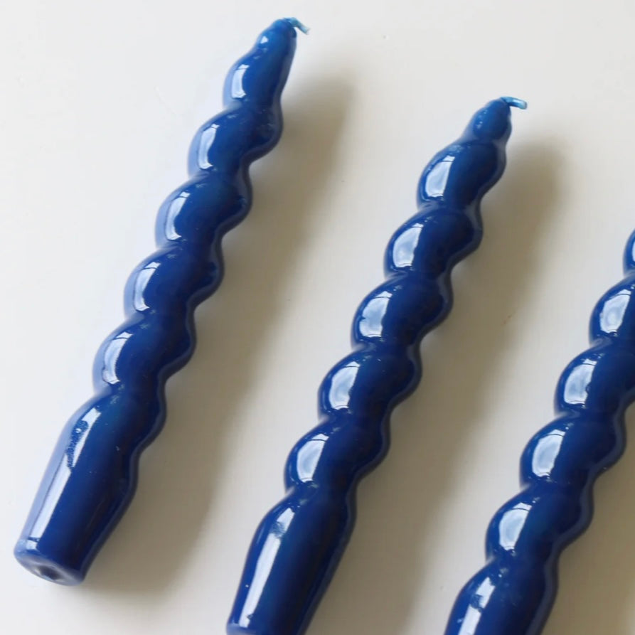 SPIRAL TAPER CANDLES, BLUE (SET OF 3)