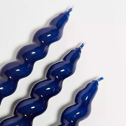 SPIRAL TAPER CANDLES, BLUE (SET OF 3)