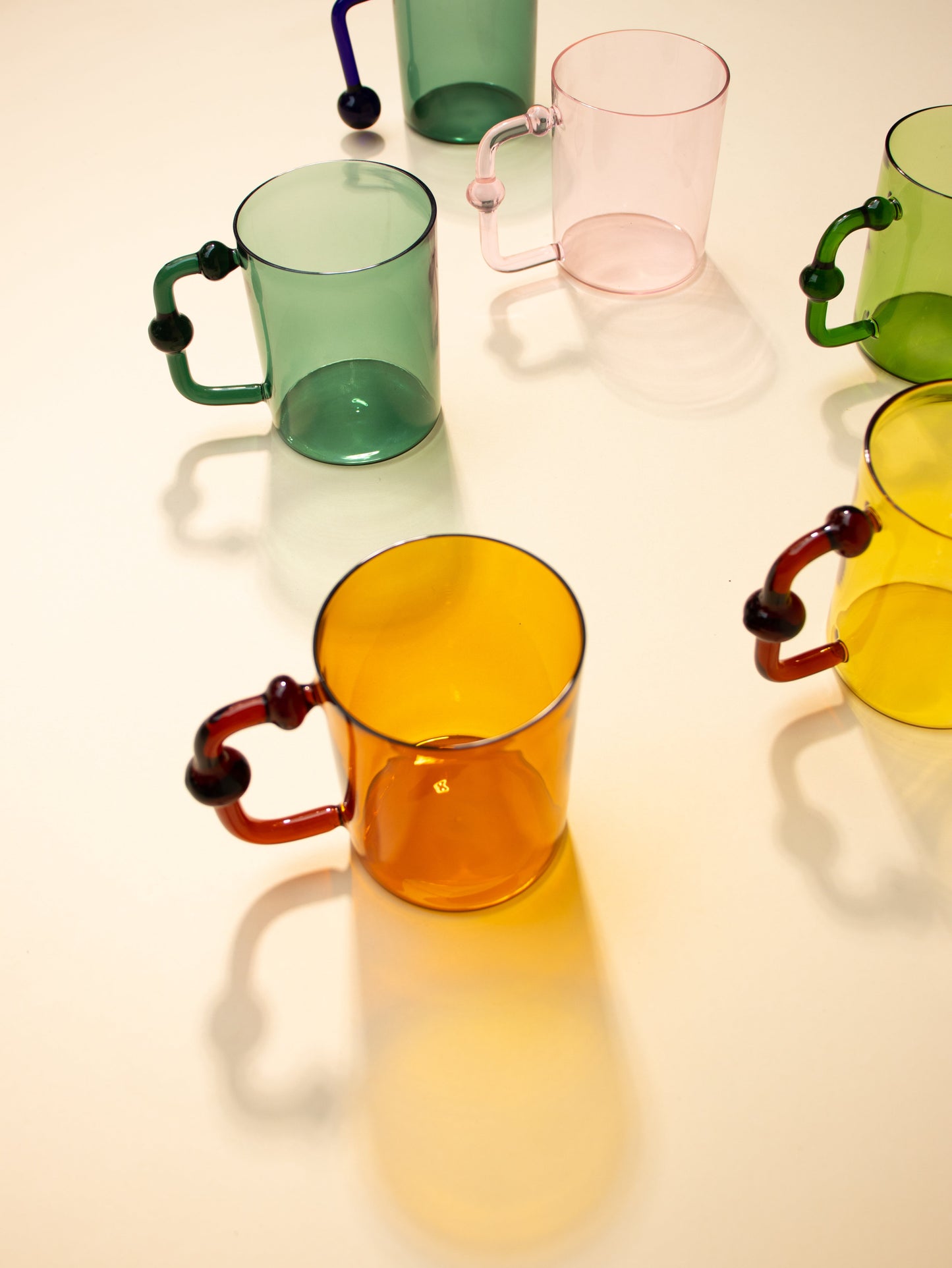 Colored Handblown Drinkware Mug, Amber - 2.7X3.5 Inch (Set of 4)