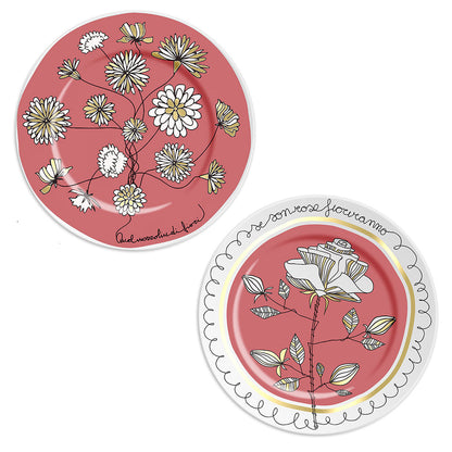 Bouquet Pink Dessert Plates Set of 2