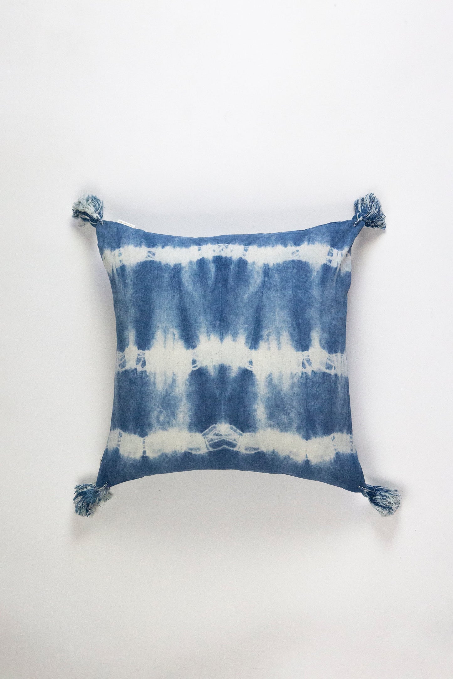 Indigo Striped Shibori Tassel Pillows