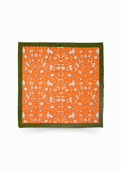 Birds of a Feather Orange Blockprint Napkins, Set of 4