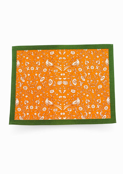 Birds of a Feather Orange Blockprint Placemat