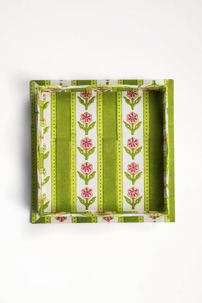 Nesting Scalloped Cottage Garden Blockprint Trays