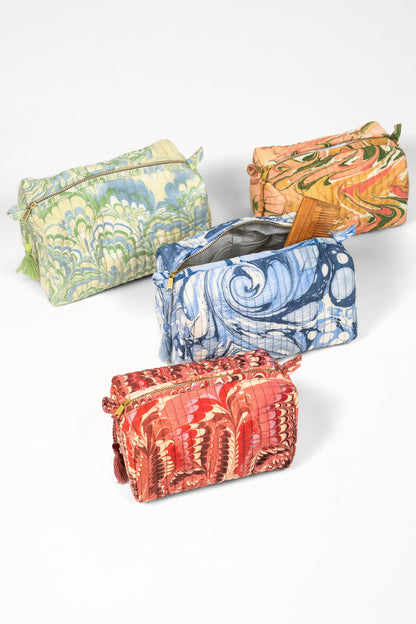 Ocean Wave Hand-Marbled Cosmetic Bag