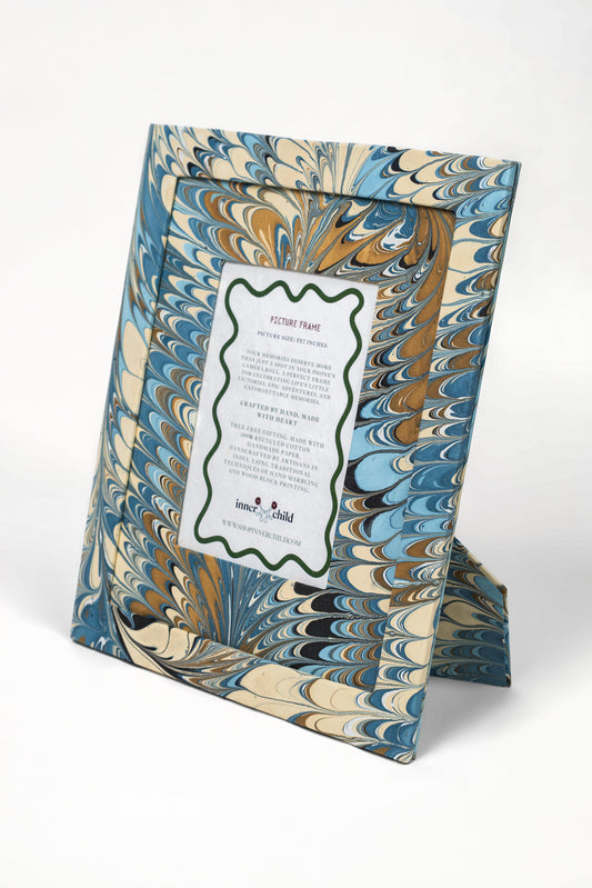 Hand-Marbled Large Wall Picture Frame in Nila Feathers, 5x7