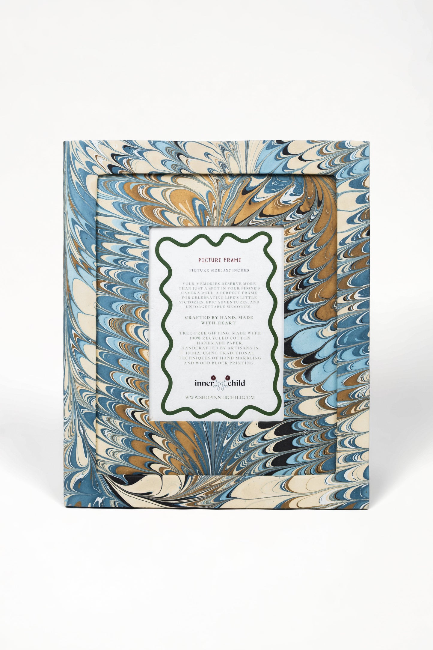 Hand-Marbled Large Wall Picture Frame in Nila Feathers, 5x7