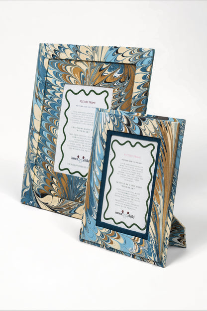 Hand-Marbled Picture Frame in Nila Feathers, 4x6