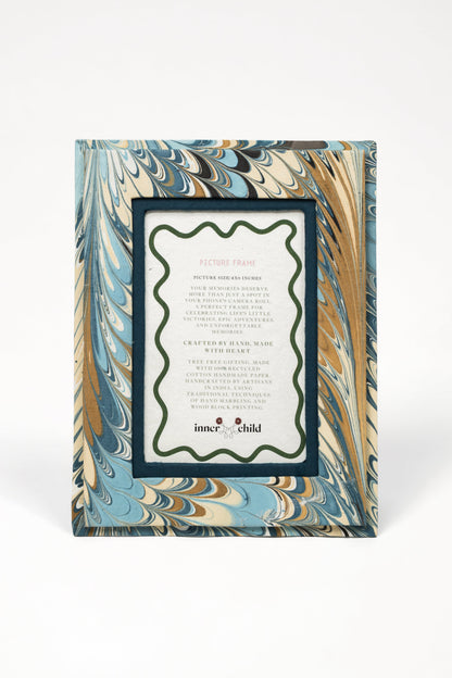 Hand-Marbled Picture Frame in Nila Feathers, 4x6