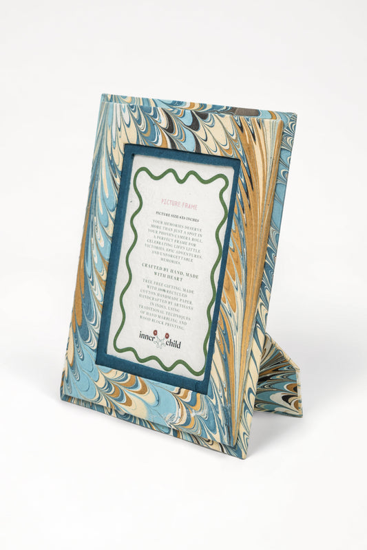 Hand-Marbled Picture Frame in Nila Feathers, 4x6