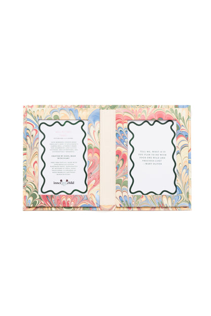 Hand Marbled Picture Frame Folding Book, 4x6 in Multicolor