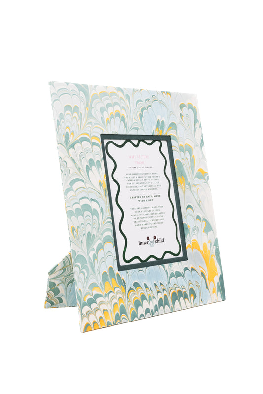 Blue Hand-Marbled Large Wall Picture Frame, 5x7