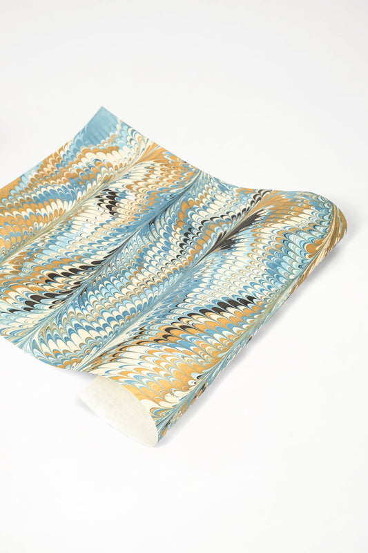 Hand Marbled Nila Feathers Gift Wrapping Paper Sheets