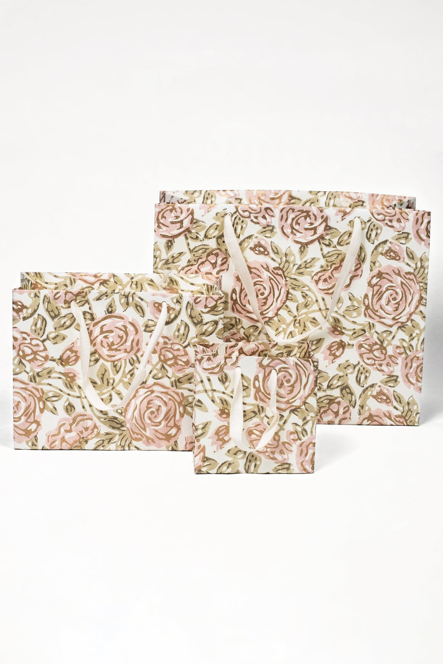 Blockprint Gift Bag in Rose Garden